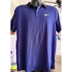 Nike Roland Garros Blue Polo Ribbed SZ LG